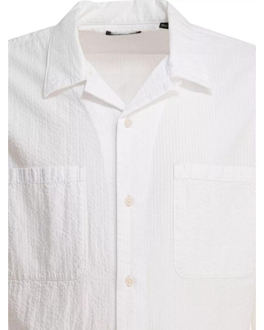 Vince White Cotton Seersucker Shirt for men