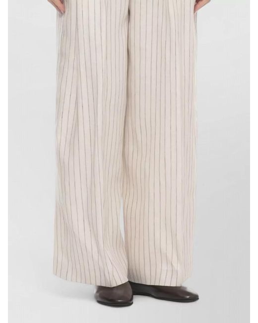 Peserico Natural Linen Gilet Sleeveless Striped Lapel Pockets