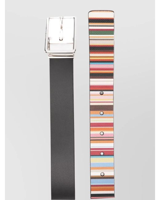 Paul Smith Metallic Leather Reversible Stripe Belt for men