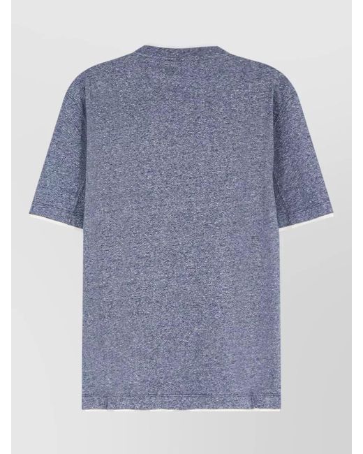Brunello Cucinelli Blue Linen Blend Regular Fit T-Shirt for men