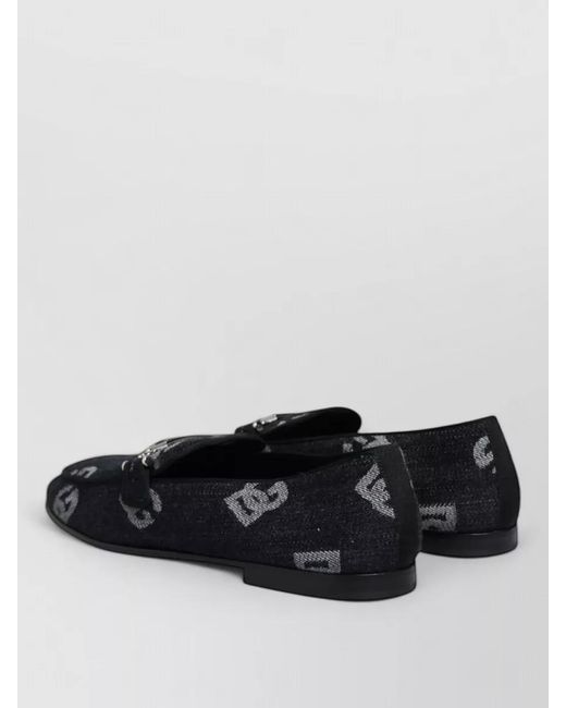 Dolce & Gabbana Black Logo-Print Loafers for men