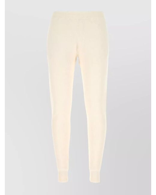 Prada White Cashmere Blend Ribbed Cuff Track Pants for men