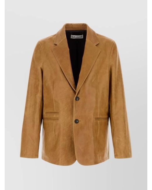 Our Legacy Brown Leather Blazer for men