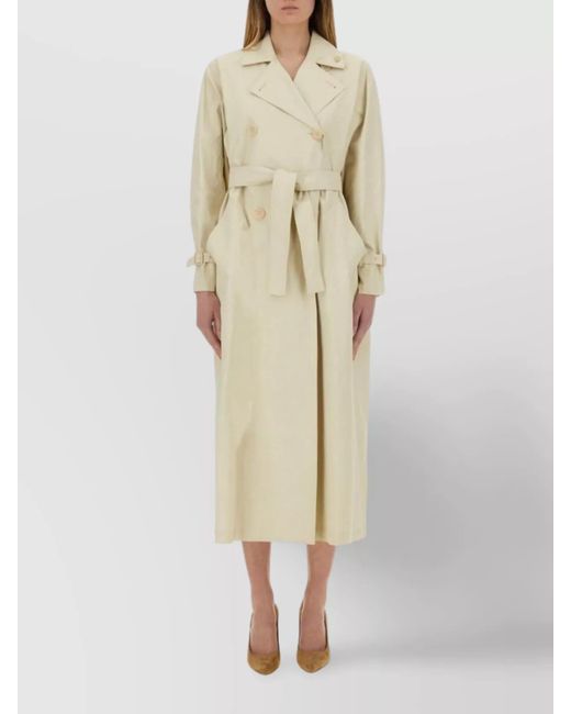 Max Mara Natural Linen Double-Breasted Trench Coat