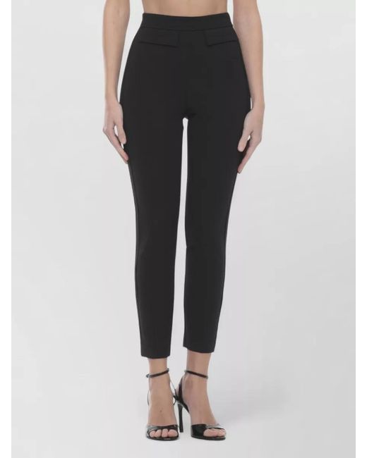 Elisabetta Franchi Black Straight Slim Fit High Waisted Cropped Trousers