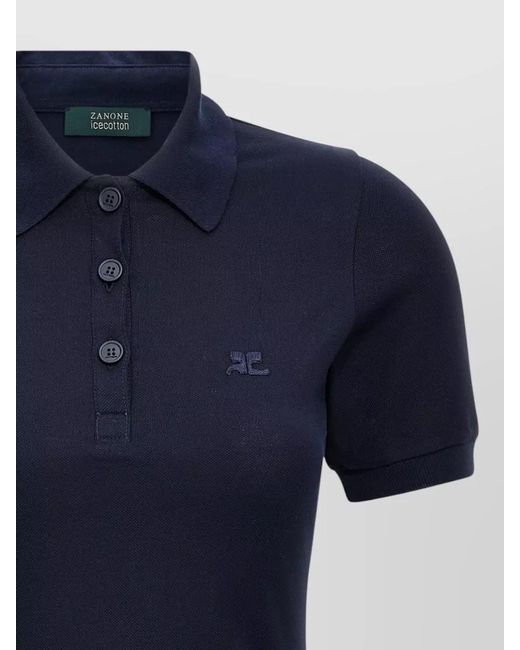 Courreges Blue Piqué Polo Knee-Length Dress