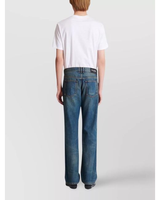 Balmain Blue Denim Straight-Leg Trousers for men