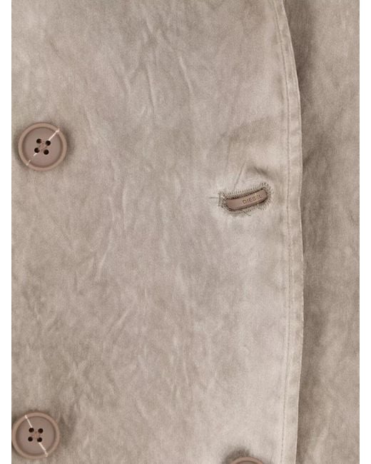DIESEL Gray Belted Double Breasted Casual Coat Long Sleeves