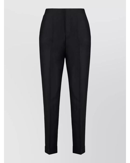 Alberta Ferretti Blue Wool Silk Tapered Trousers