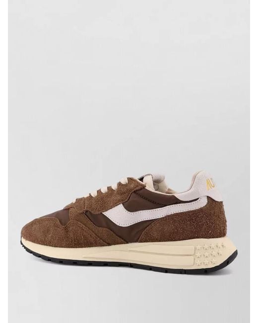 Autry Brown Nylon Leather Low-Top Sneakers for men
