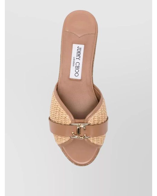 Jimmy Choo Natural Leda 50 Rope Wedge Heel Mules