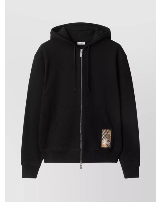 Burberry Black Cotton Zip Up Hoodie for men