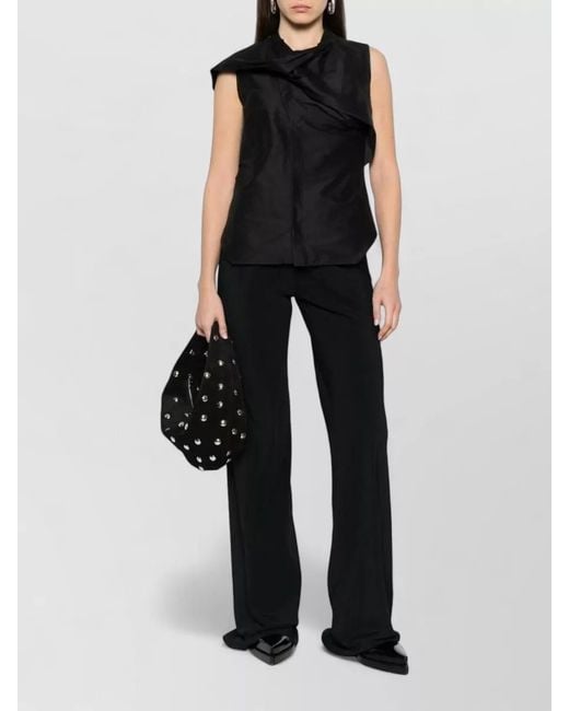 Rick Owens Black Silk Wide-Leg Trousers