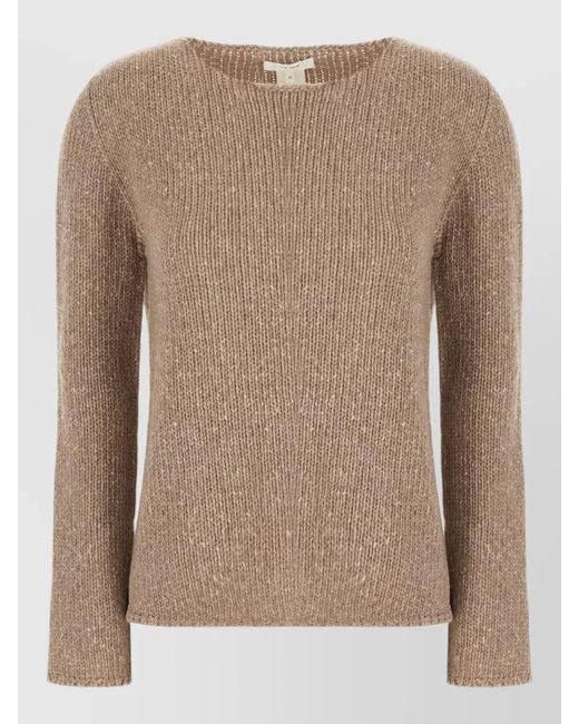 The Row Natural Cashmere Nitha Round Neck Ribbed Sweater