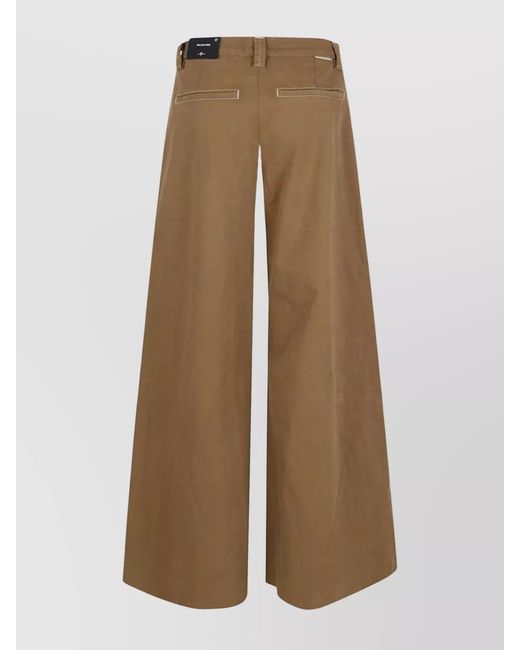 7 For All Mankind Natural Cotton Mid-Rise Wide-Leg Trousers