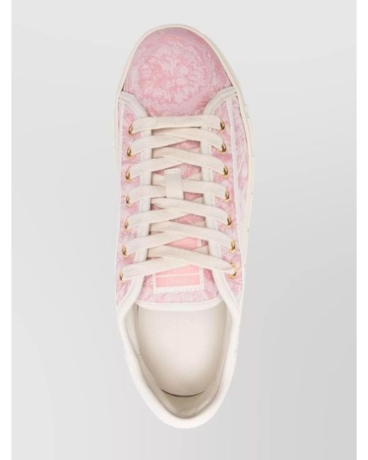 Versace Pink Jacquard Patterned Low Top Sneakers