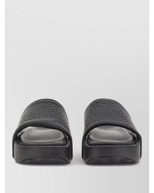 Y-3 Gray Grained Slide Sandals