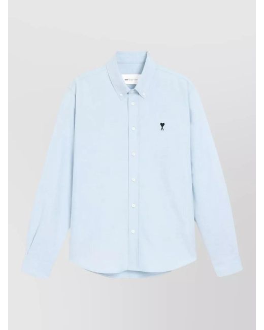 AMI Blue Regular Fit Shirt Long Sleeves Button Down Collar