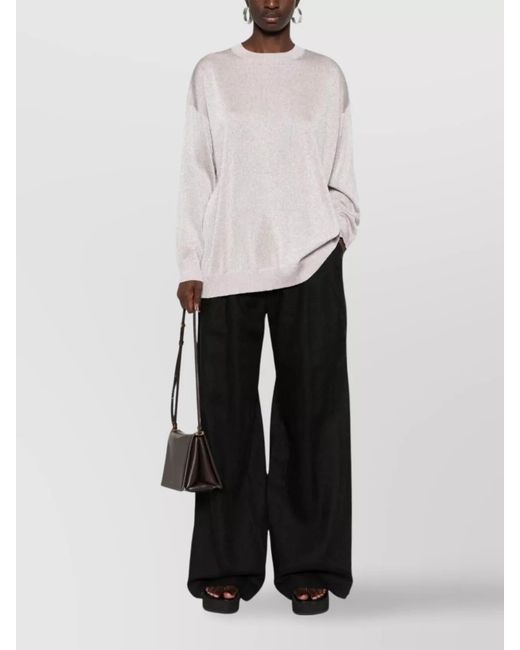 Missoni White Metallic Knit Crewneck Sweater