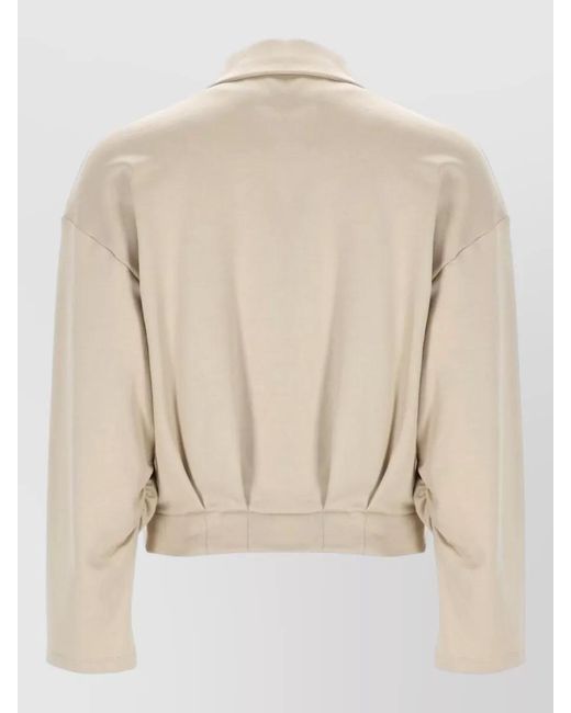 Max Mara Natural Silk Cotton Cropped Sweatshirt Collared Neck