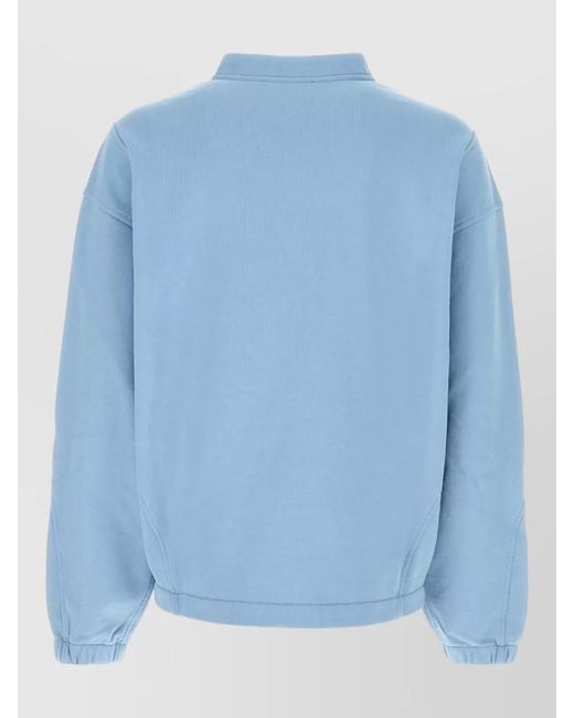 Dolce & Gabbana Blue Cotton Sweatshirt High Collar Long Sleeves for men