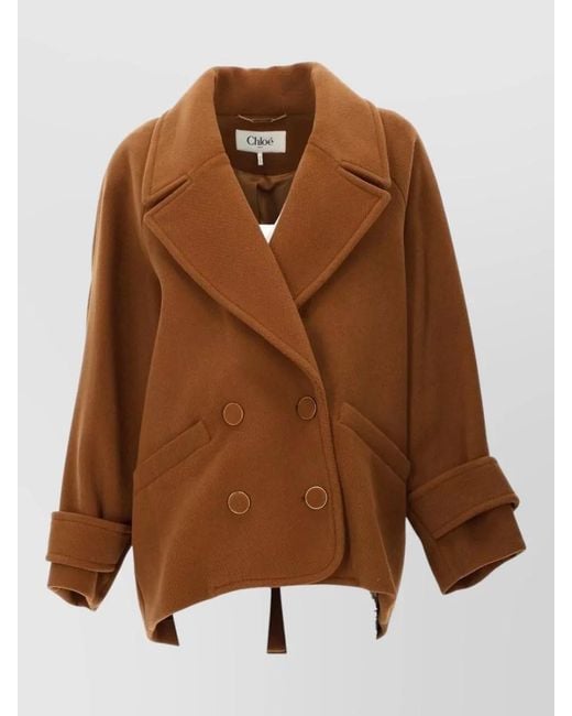Chloé Brown Tailored Mid Length Coat Relaxed Silhouette