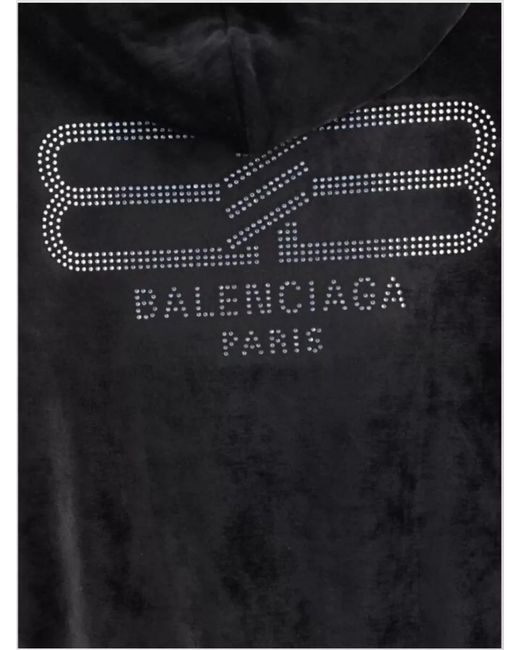 Balenciaga Blue Velvet Crystal-Embellished Zip-Up Hoodie