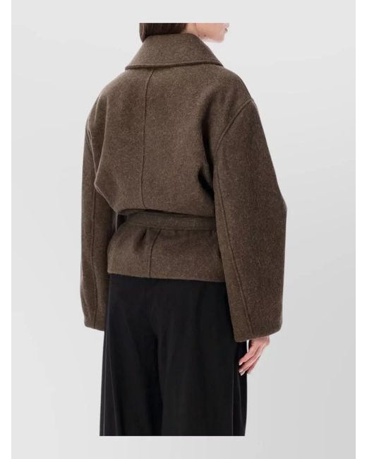 Lemaire Brown Short Wrap Wool Alpaca Belt Coat