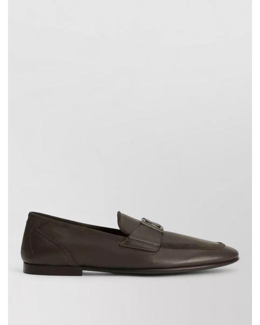 Dolce & Gabbana Brown Calfskin Loafers Almond Toe Flat Sole for men