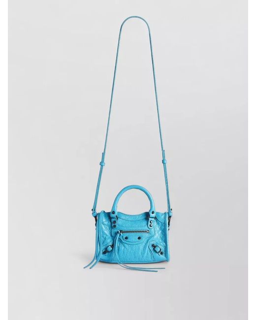 Balenciaga Blue Le City Nano Leather Crossbody Bag