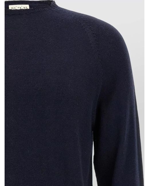 Ma'ry'ya Blue Cashmere Cotton Crew Neck Knit Sweater for men