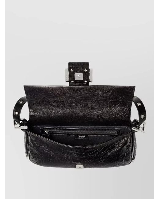 Fendi Black Baguette 26424 Calfskin Clutch Bag