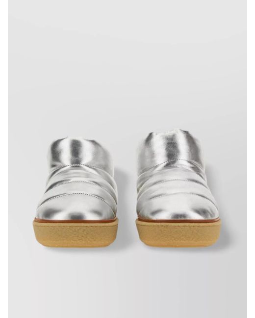 Isabel Marant White "Eskee" Flat Sole Metallic Finish Boots