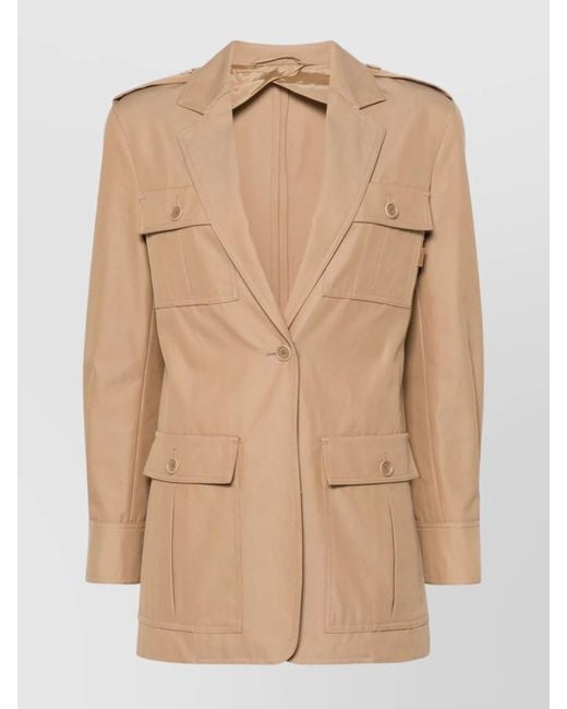 Max Mara Natural Cotton Single-Breasted Belted Trench Coat