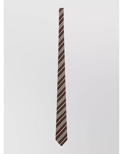Saint Laurent White Silk Tie Diagonal Stripe Motif Design for men