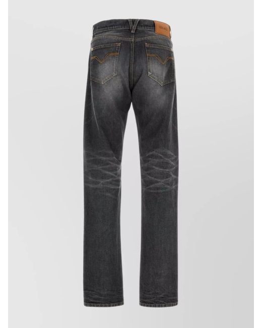 Versace Gray Denim Straight-Leg Jeans for men