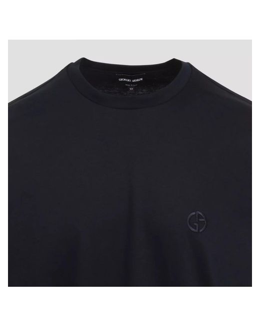 Giorgio Armani Black Cotton Crew Neck T-Shirt for men