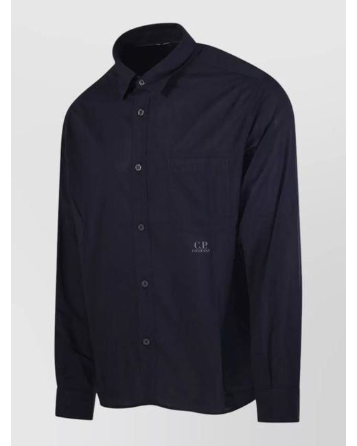 C P Company Blue Cotton Long-Sleeve Shirt for men