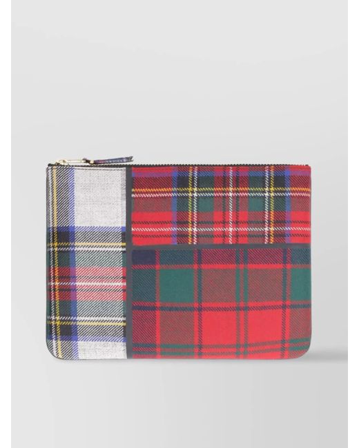 Comme des Garçons Red Tartan Pattern Flat Clutch for men