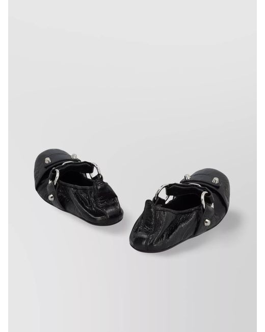 Balenciaga Black Leather Ballerina Flats