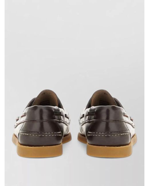 Hereu Gray Leather Moccasin Boat Loafer Rubber Sole