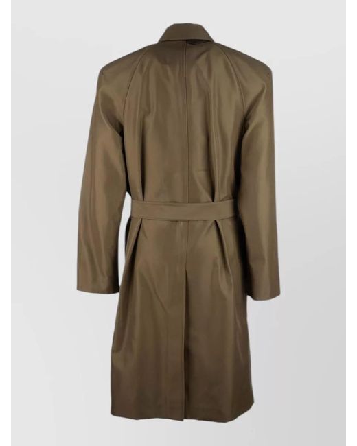 Bottega Veneta Green Trench Coat Belted Waist Raglan Sleeves for men
