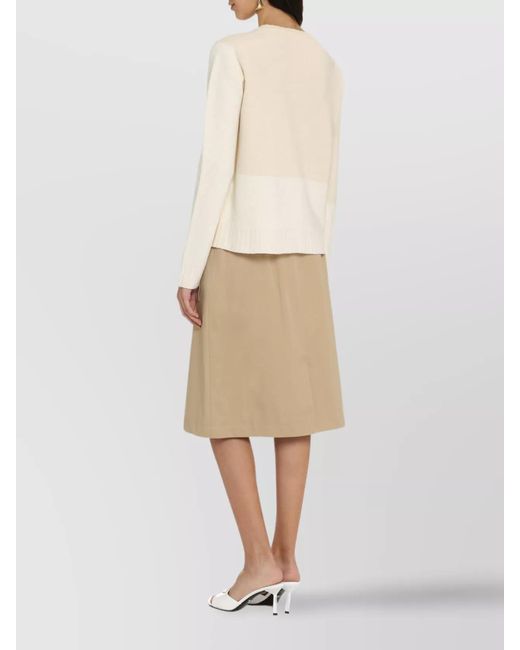 Jil Sander Natural Geometric Ribbed Wool Crew-Neck Sweater