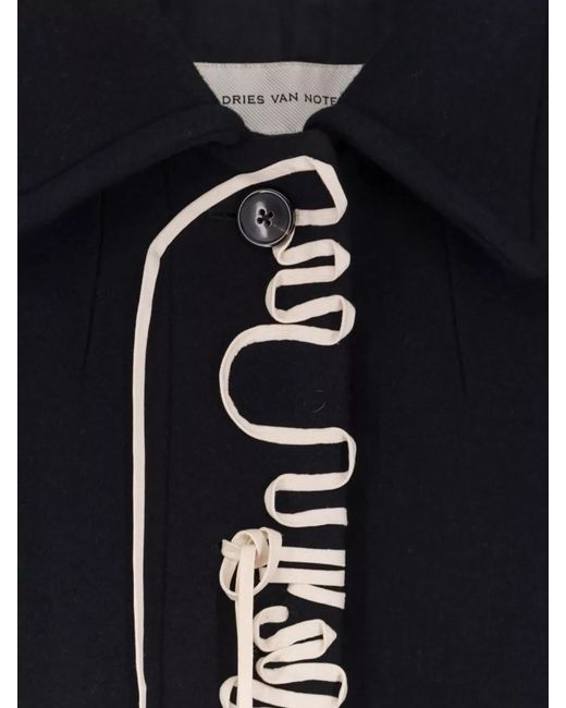 Dries Van Noten Blue Wool Single Breasted Coat
