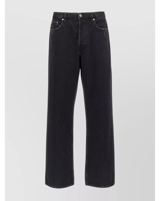 Golden Goose Deluxe Brand Blue Denim Trousers With Belt Loops And Contrast Stitching for men