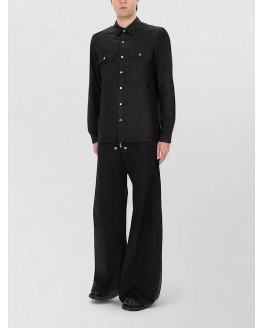 Rick Owens Black Leather Shirt Jacket for men