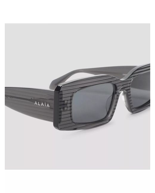 Alaïa Gray Rectangular Frame Sunglasses Striped Pattern
