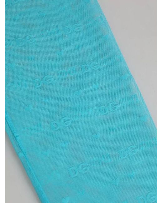 Dolce & Gabbana Blue Logo Print Slim Fit Leggings
