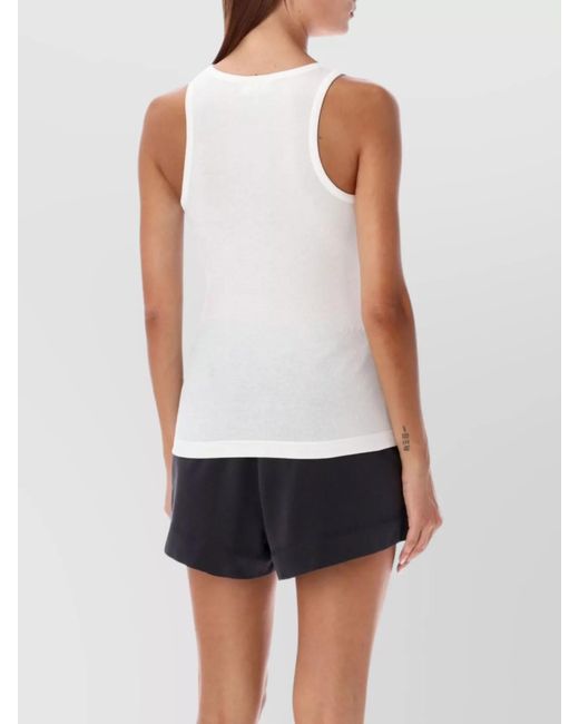 Ganni White Ribbed Tank Top