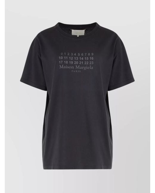 Maison Margiela Black Cotton Logo-Print Crew-Neck T-Shirt